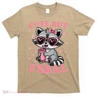 Cute But Feral Funny Racoon With Glasses Gift T-Shirt thumb 0