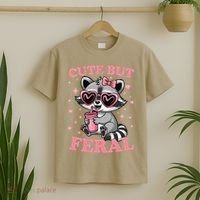 Cute But Feral Funny Racoon With Glasses Gift T-Shirt thumb 2