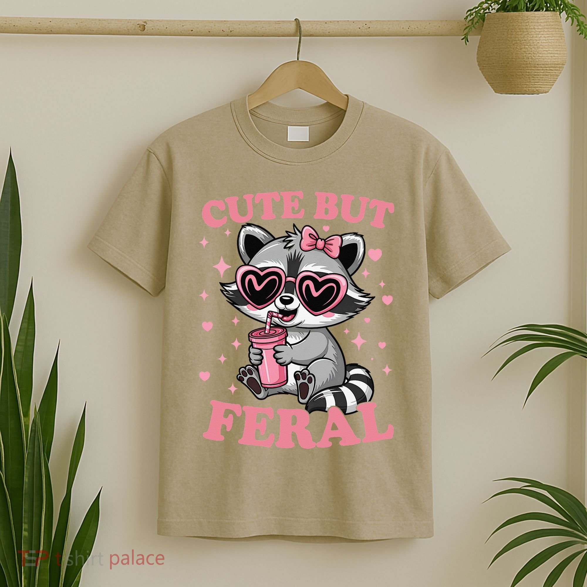 Cute But Feral Funny Racoon With Glasses Gift T-Shirt