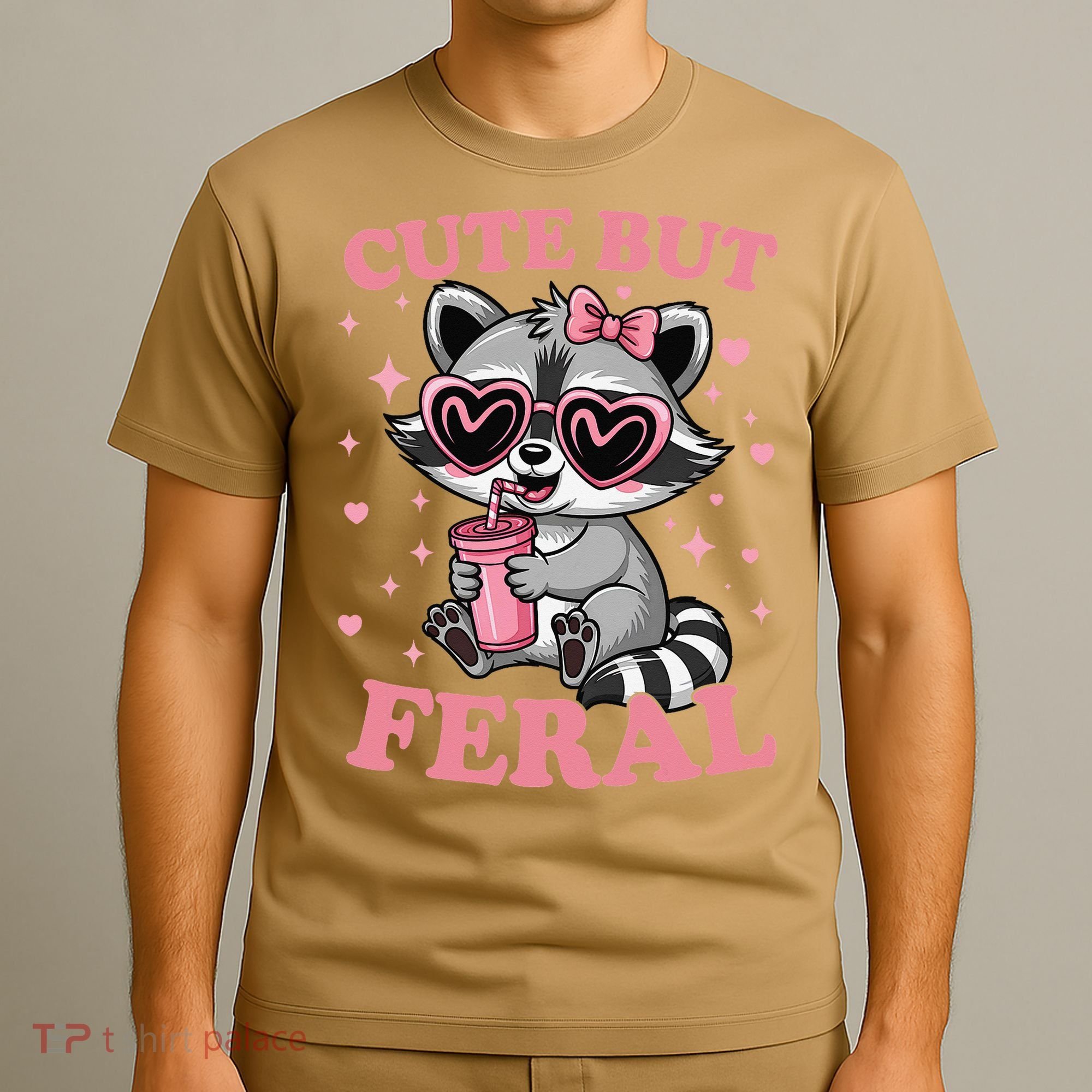 Cute But Feral Funny Racoon With Glasses Gift T-Shirt