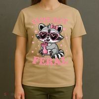 Cute But Feral Funny Racoon With Glasses Gift T-Shirt thumb 4