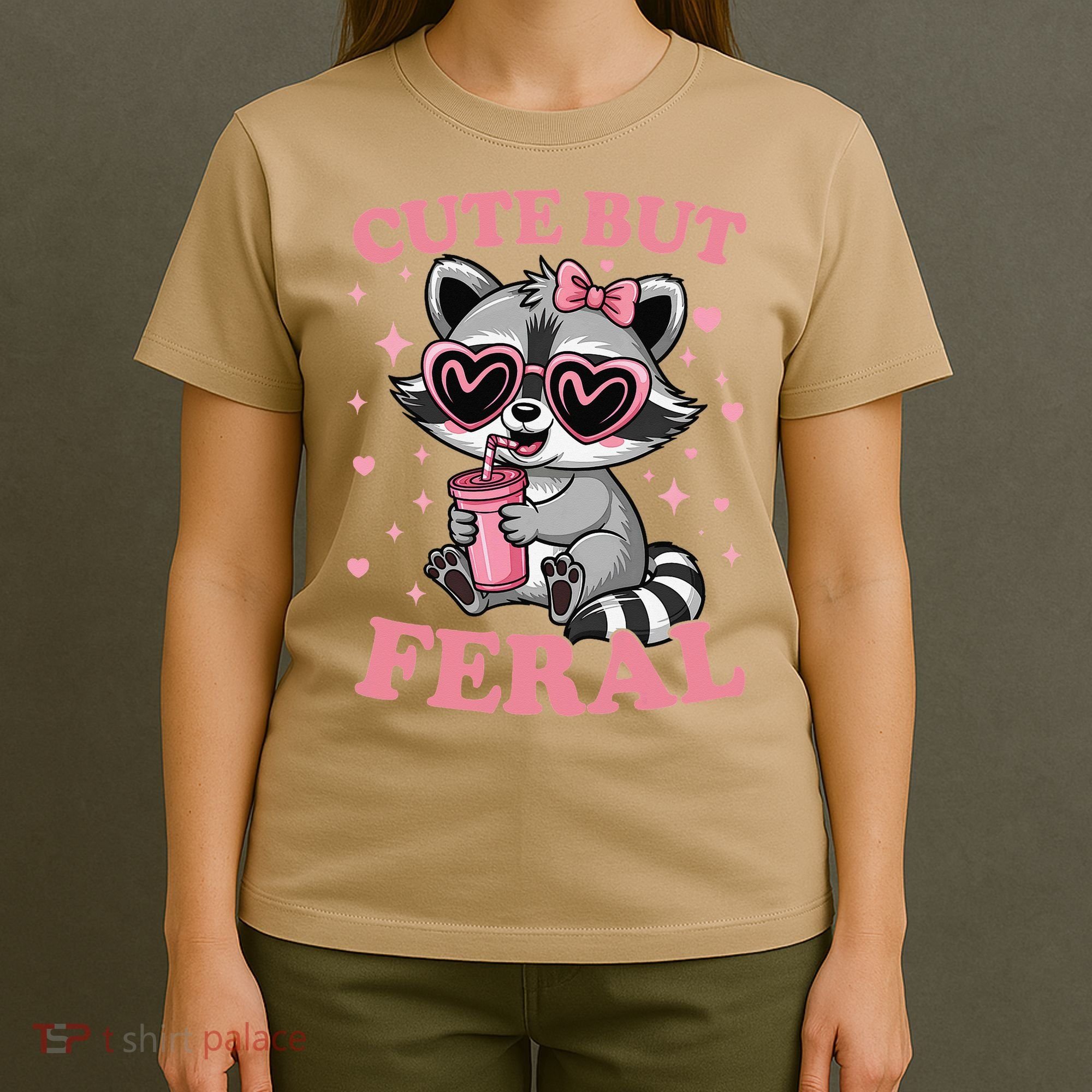 Cute But Feral Funny Racoon With Glasses Gift T-Shirt