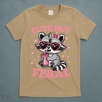 Cute But Feral Funny Racoon With Glasses Gift T-Shirt thumb 5