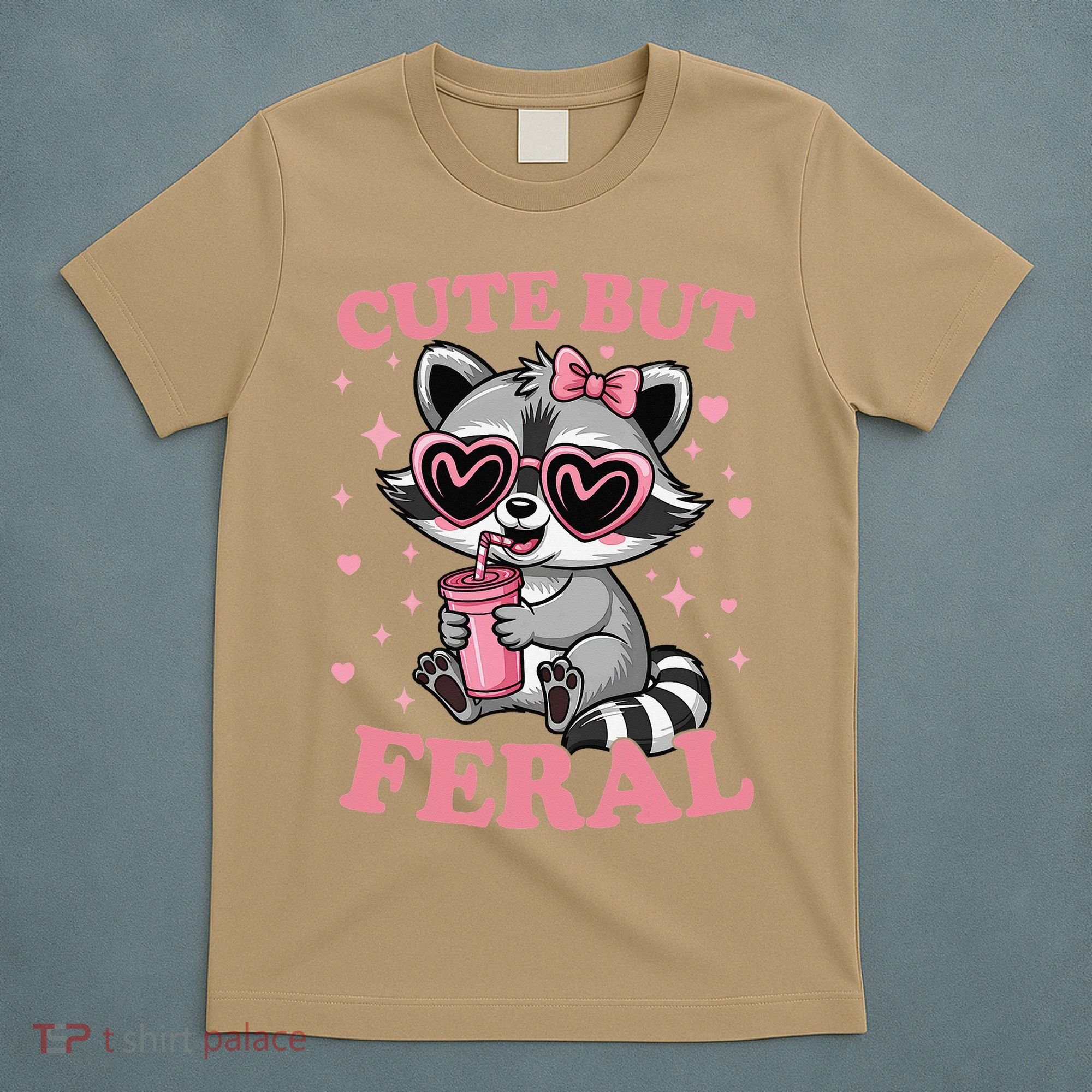 Cute But Feral Funny Racoon With Glasses Gift T-Shirt