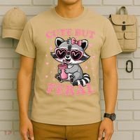 Cute But Feral Funny Racoon With Glasses Gift T-Shirt thumb 6