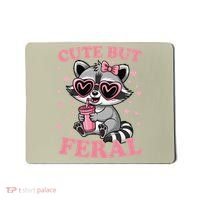 Cute But Feral Funny Racoon With Glasses Gift Mousepad thumb 0