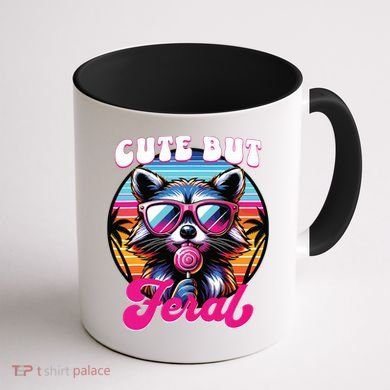 Cute But Feral Funny Trash Panda Coffee Mug back