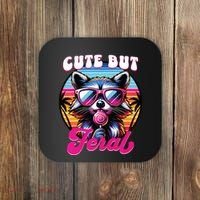 Cute But Feral Funny Trash Panda Coaster thumb 0