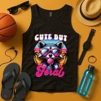 Cute But Feral Funny Trash Panda Tank Top thumb 4
