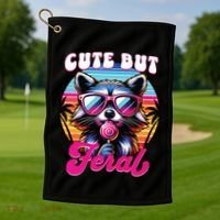 Cute But Feral Funny Trash Panda Golf Towel thumb 1
