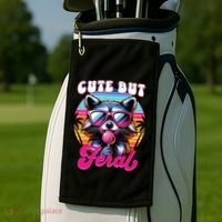 Cute But Feral Funny Trash Panda Golf Towel thumb 2