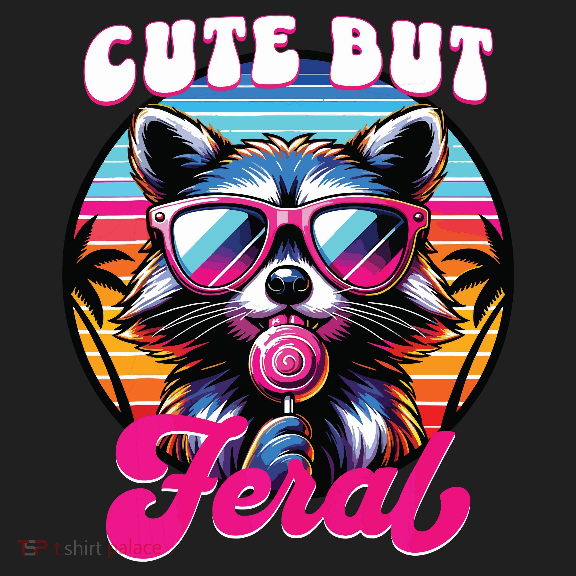 Cute But Feral Funny Trash Panda Golf Towel