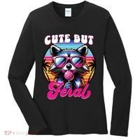 Cute But Feral Funny Trash Panda Women's Long Sleeve Shirt thumb 0