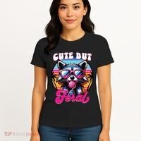 Cute But Feral Funny Trash Panda Women's T-Shirt thumb 4
