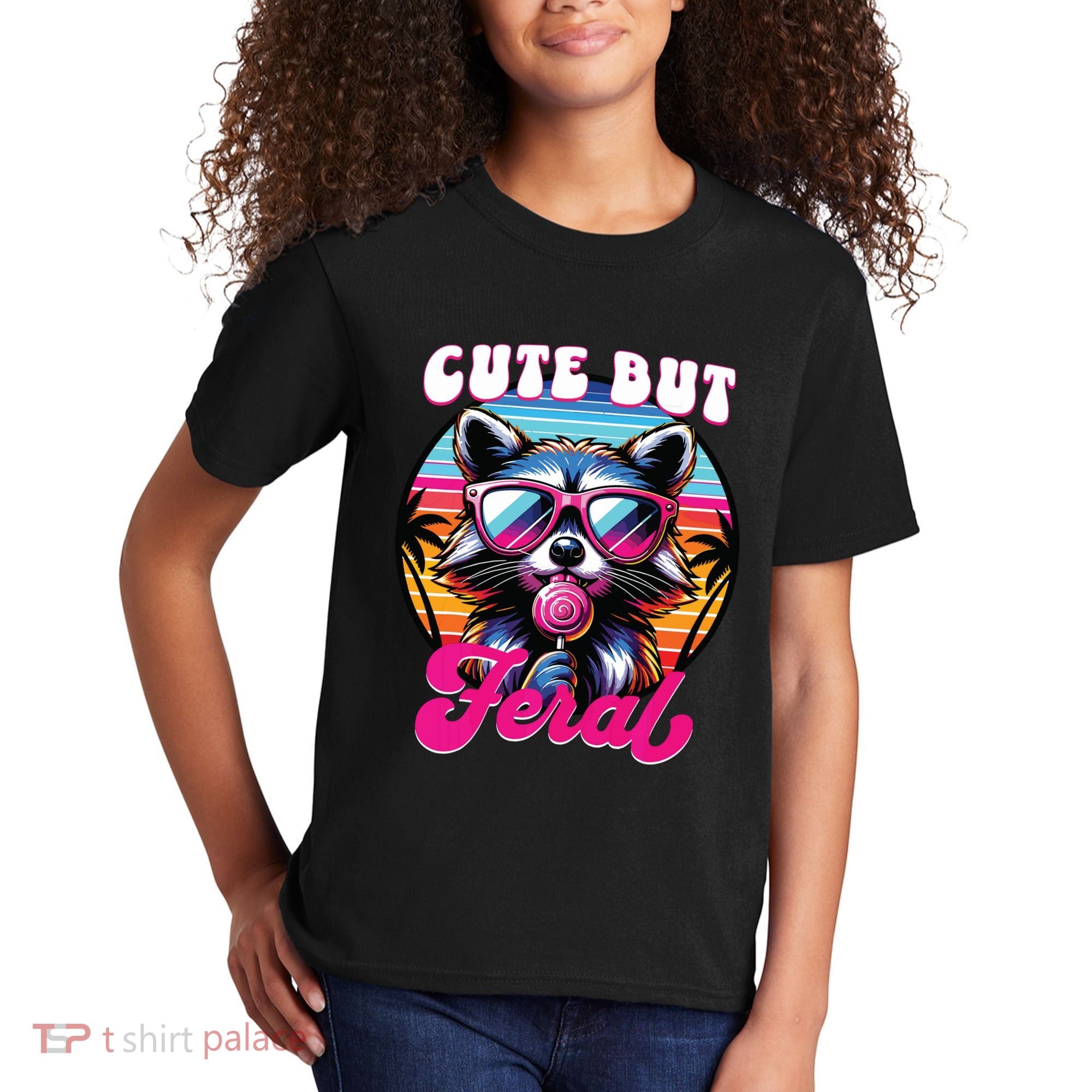 Cute But Feral Funny Trash Panda Kids T-Shirt
