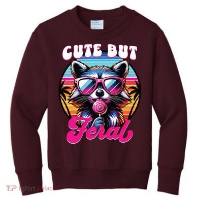 Cute But Feral Funny Trash Panda Kids Sweatshirt