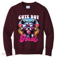 Cute But Feral Funny Trash Panda Kids Sweatshirt thumb 0