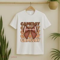 Coqutte Bow Football Game Day T-Shirt thumb 2