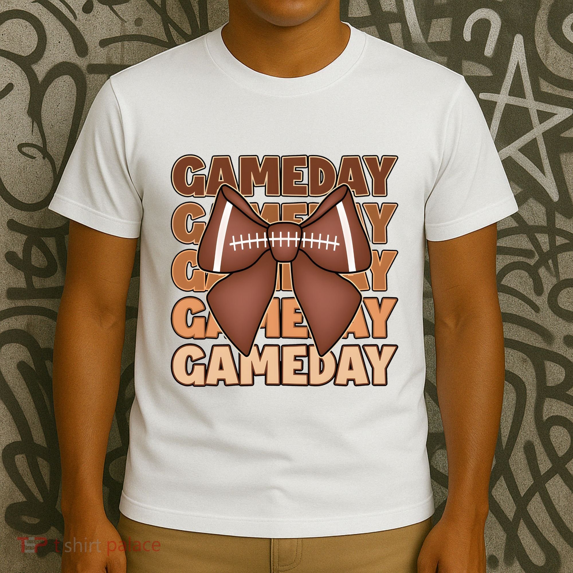 Coqutte Bow Football Game Day T-Shirt