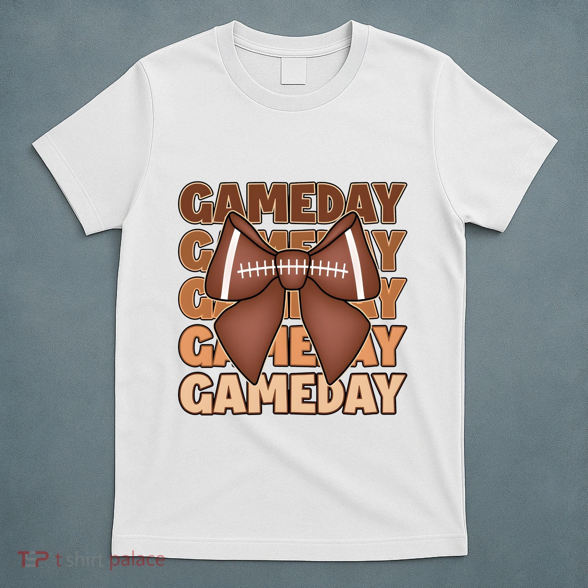 Coqutte Bow Football Game Day T-Shirt