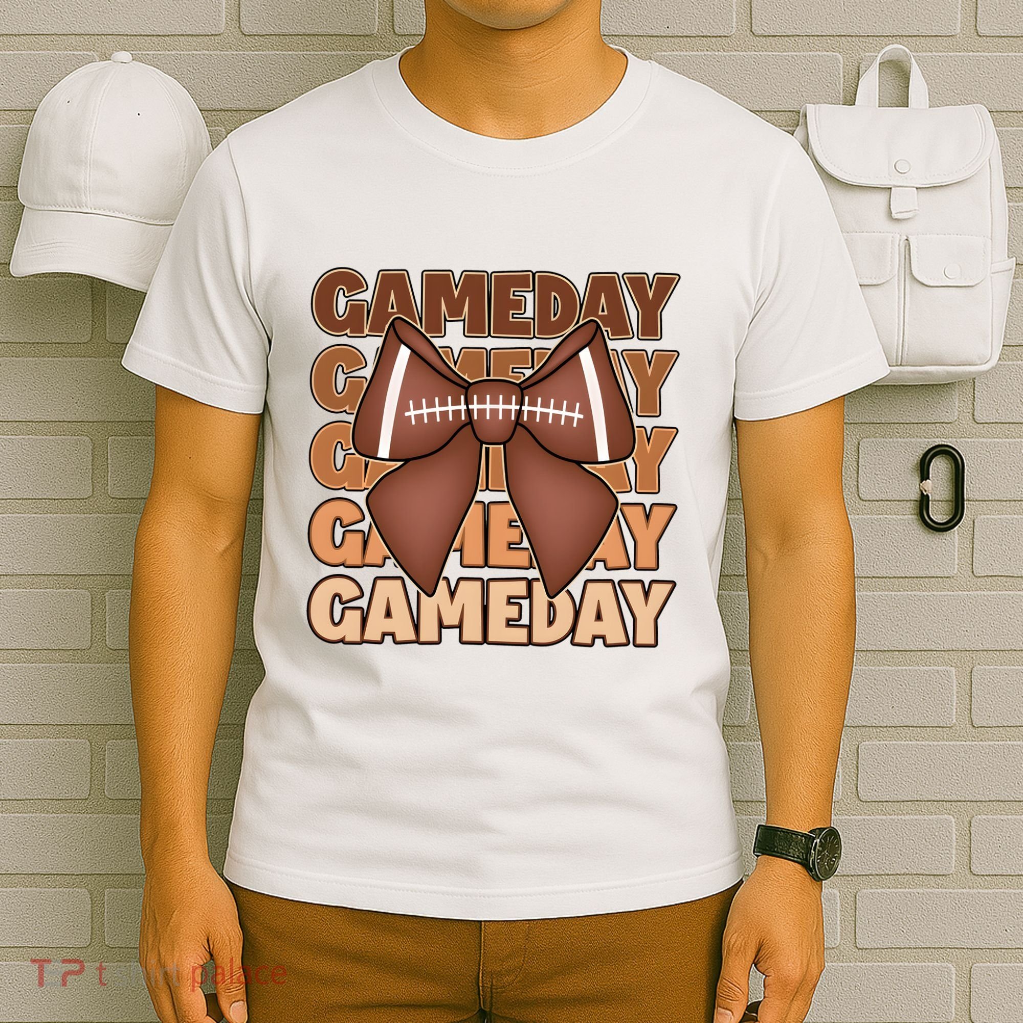 Coqutte Bow Football Game Day T-Shirt