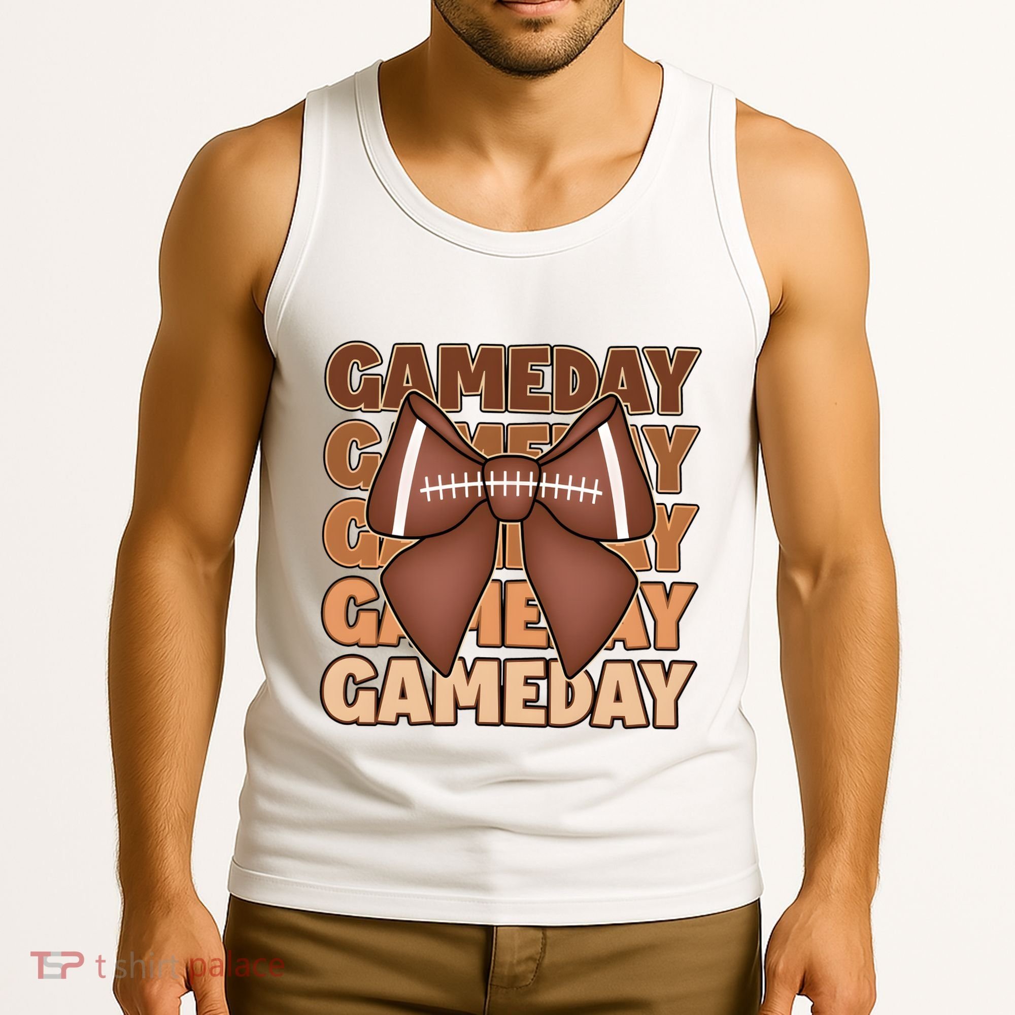 Coqutte Bow Football Game Day Tank Top