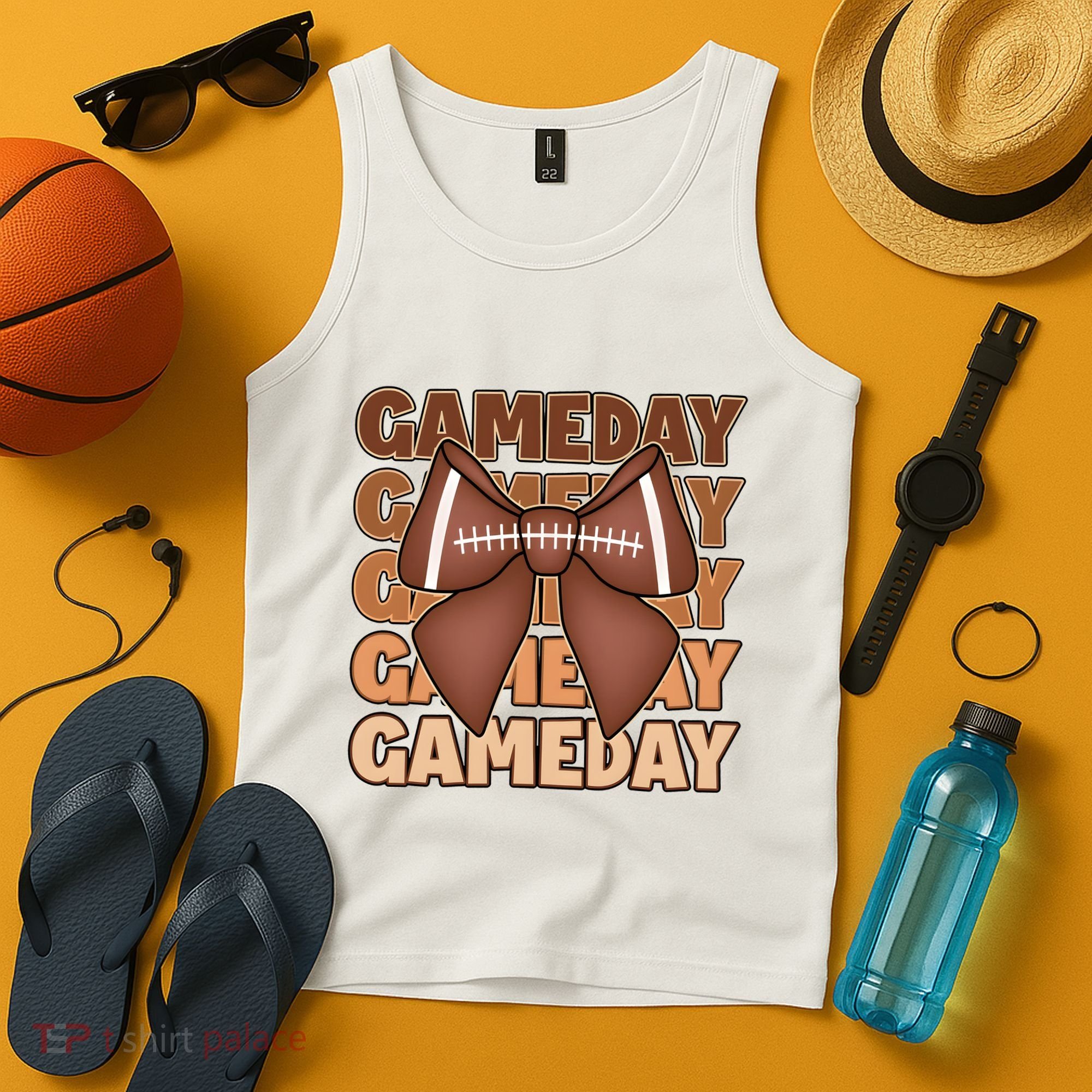 Coqutte Bow Football Game Day Tank Top