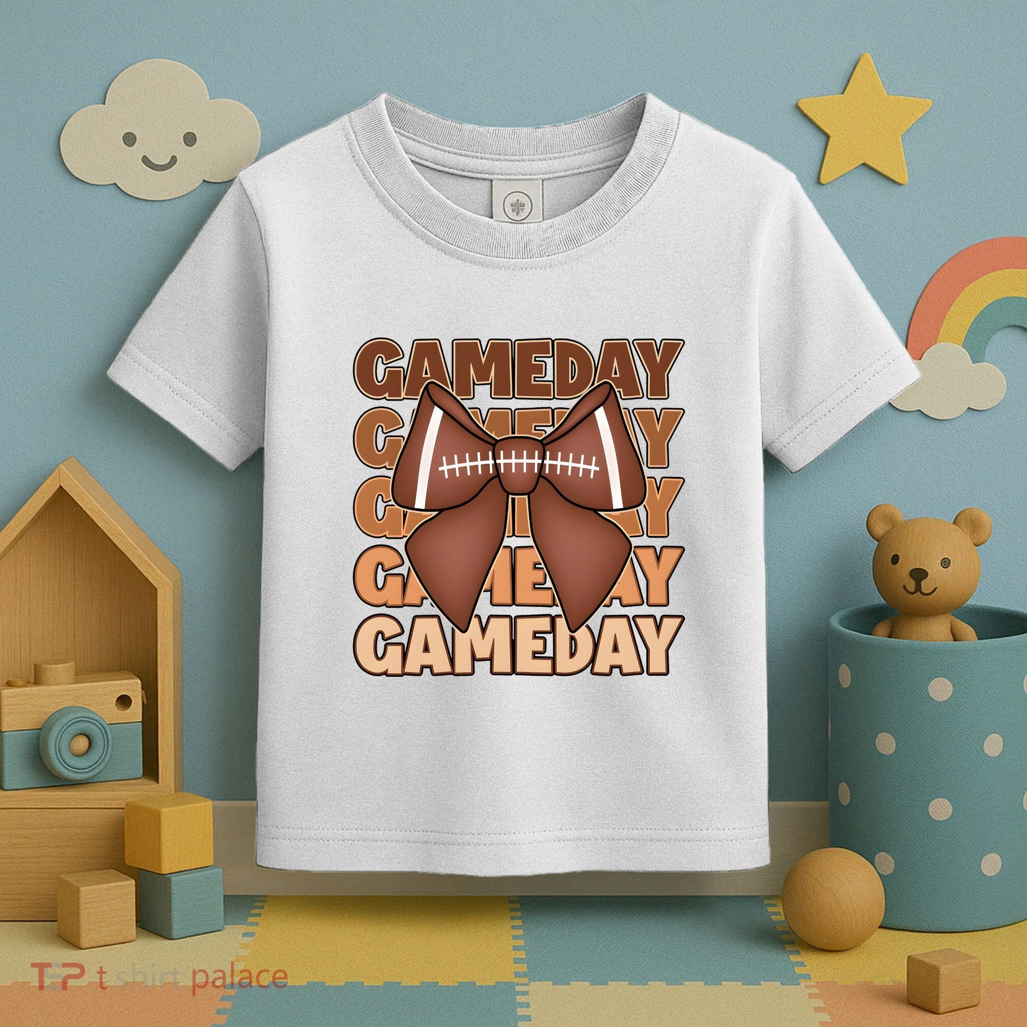 Coqutte Bow Football Game Day Toddler T-Shirt