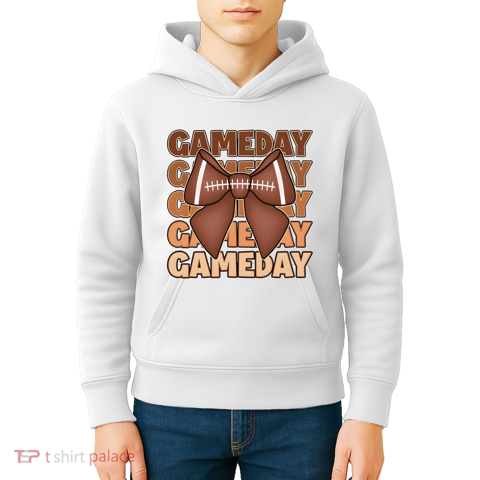 Coqutte Bow Football Game Day Kids Hoodie