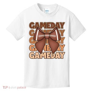 Coqutte Bow Football Game Day Kids T-Shirt