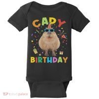 Capy Birthday Funny Capybara Animals Birthday Baby Bodysuit thumb 0
