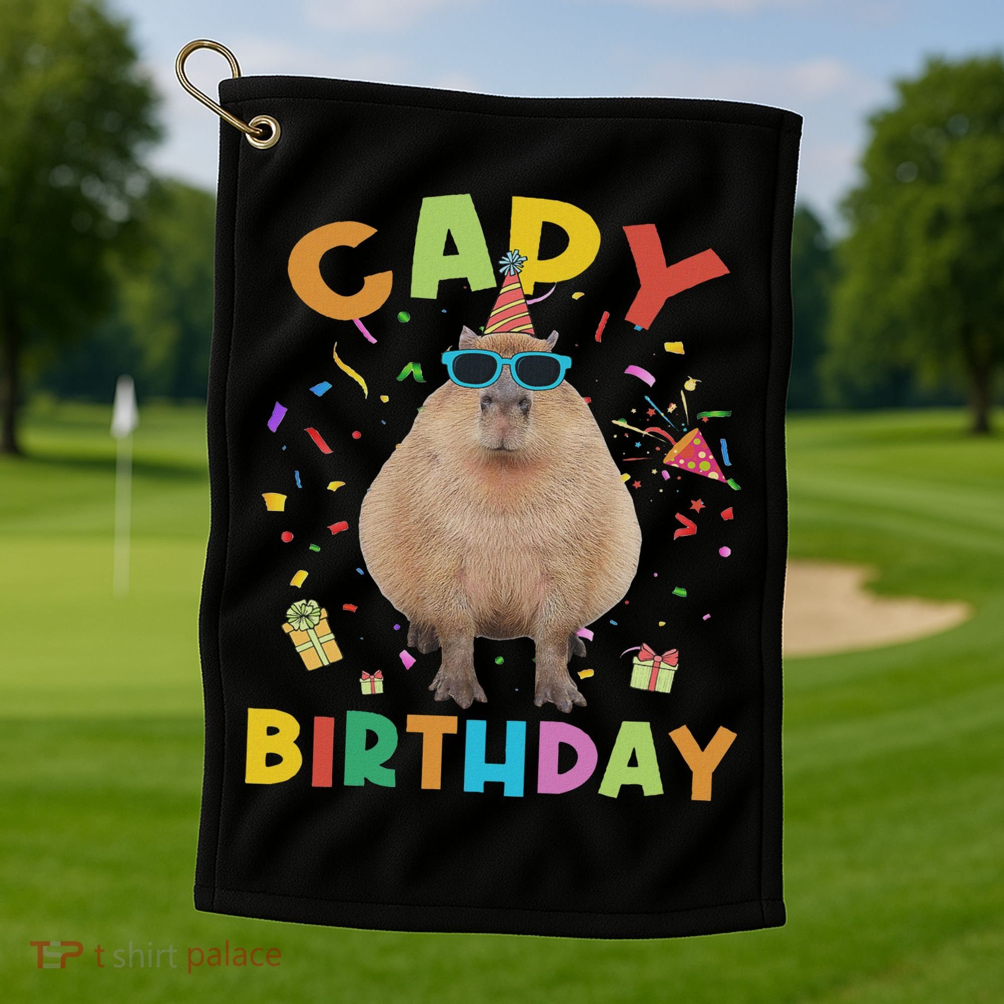 Capy Birthday Funny Capybara Animals Birthday Golf Towel