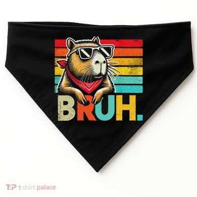 Capybara Bruh Funny Graphic Funny Capybara USA-Made Doggie Bandana