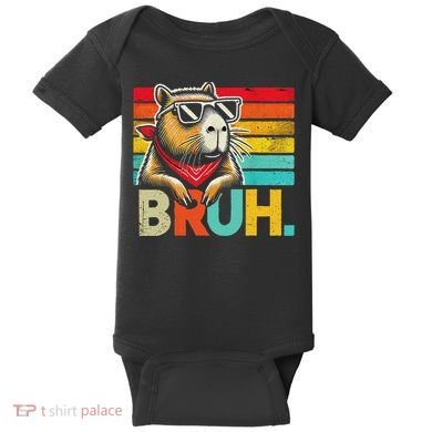 Capybara Bruh Funny Graphic Funny Capybara Baby Bodysuit
