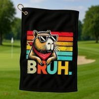 Capybara Bruh Funny Graphic Funny Capybara Golf Towel thumb 1