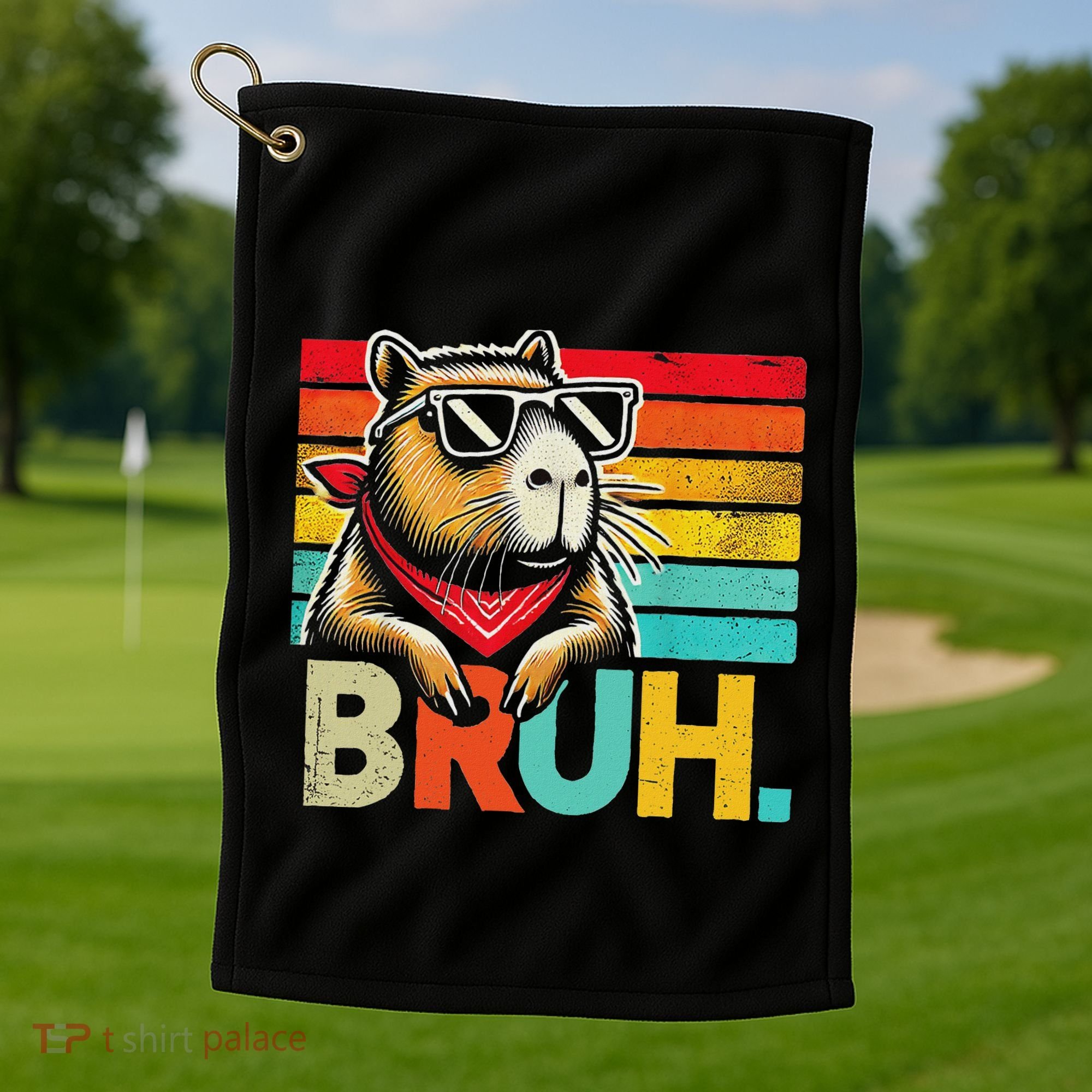 Capybara Bruh Funny Graphic Funny Capybara Golf Towel