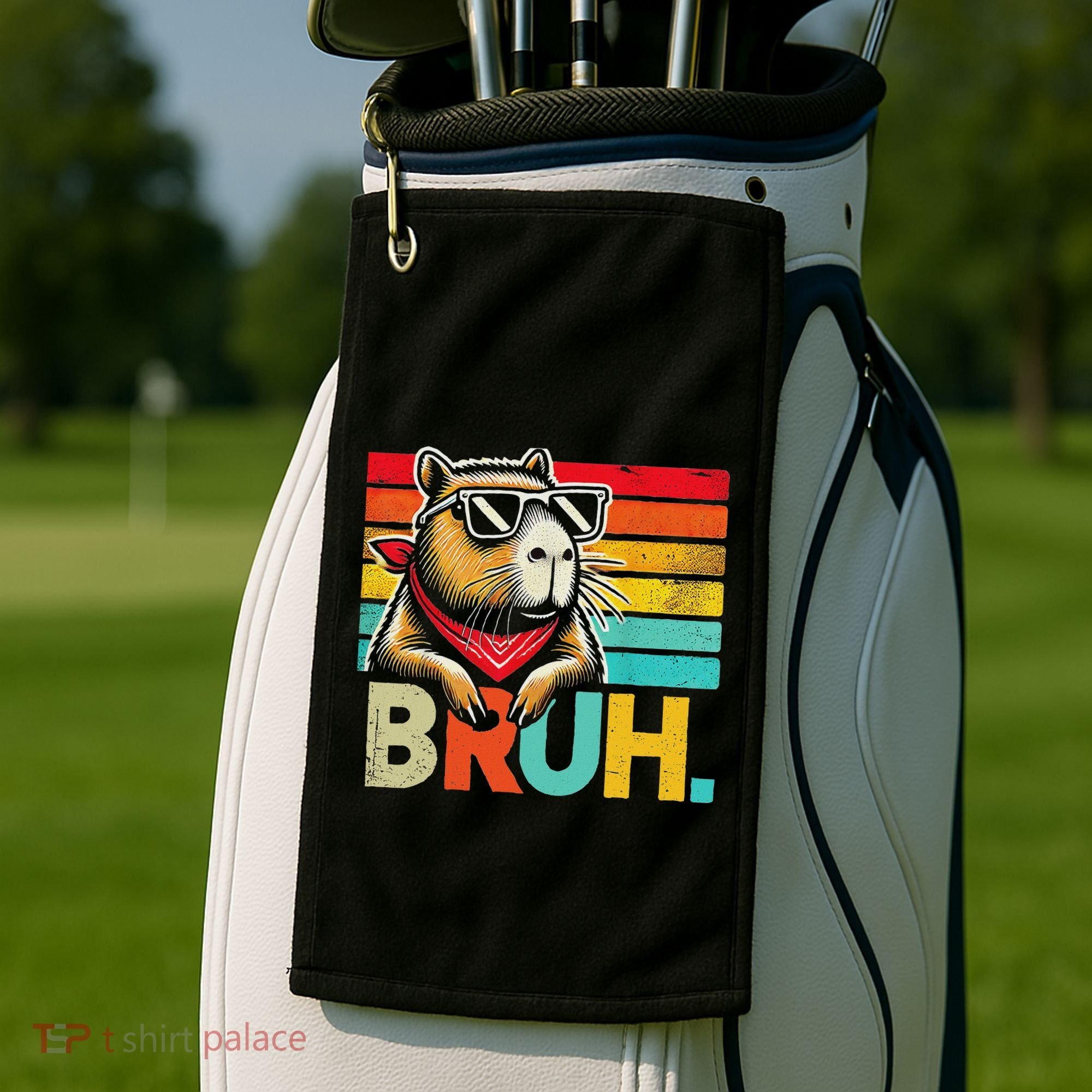 Capybara Bruh Funny Graphic Funny Capybara Golf Towel
