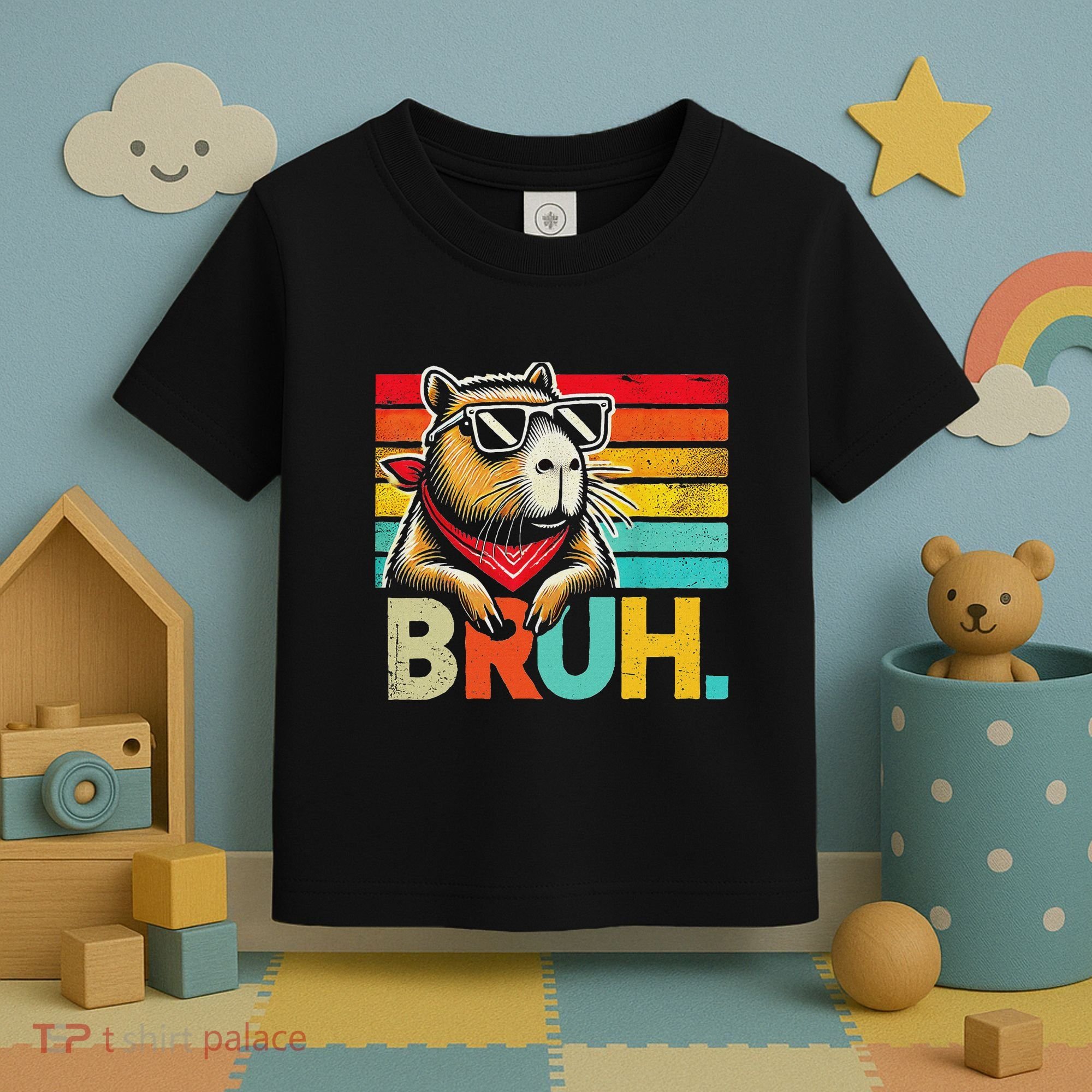 Capybara Bruh Funny Graphic Funny Capybara Toddler T-Shirt