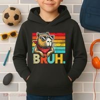 Capybara Bruh Funny Graphic Funny Capybara Kids Hoodie thumb 2