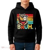 Capybara Bruh Funny Graphic Funny Capybara Kids Hoodie thumb 4