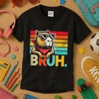 Capybara Bruh Funny Graphic Funny Capybara Kids T-Shirt thumb 3