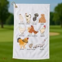 Chicken Breeds Farm Animals Day Support Local Farmer Golf Towel thumb 1