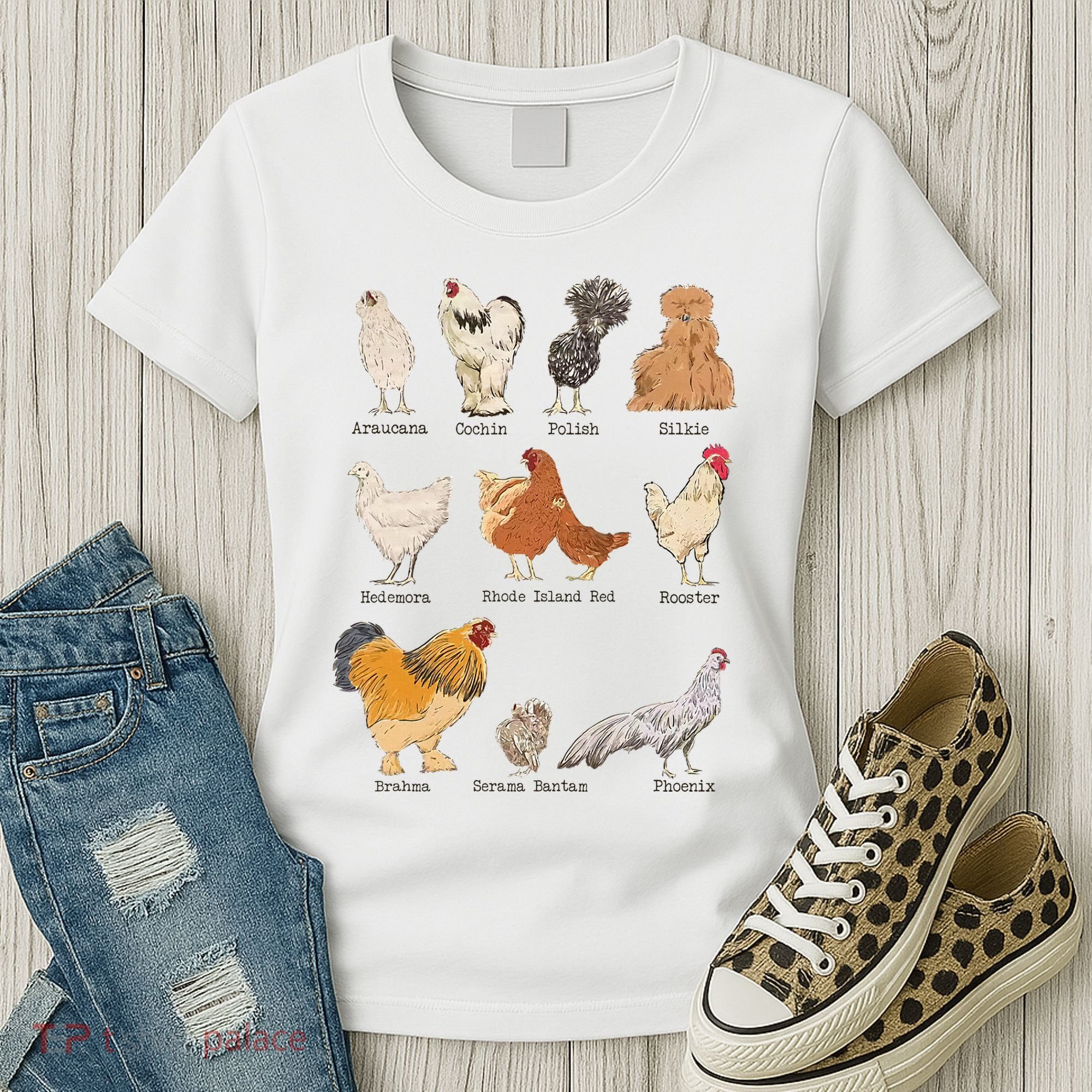 Chicken Breeds Farm Animals Day Support Local Farmer Women's T-Shirt