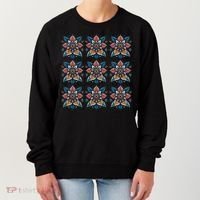 Cute Boho Floral Grid Stylized Flower Graphic Women's Sweatshirt thumb 0