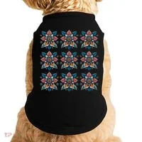 Cute Boho Floral Grid Stylized Flower Graphic Doggie Tank thumb 0