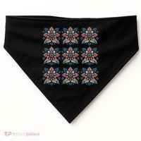 Cute Boho Floral Grid Stylized Flower Graphic USA-Made Doggie Bandana thumb 0