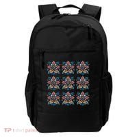 Cute Boho Floral Grid Stylized Flower Graphic Backpack thumb 0