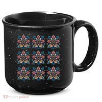 Cute Boho Floral Grid Stylized Flower Graphic 15oz Campfire Ceramic Mug thumb 0