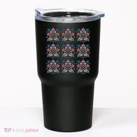 Cute Boho Floral Grid Stylized Flower Graphic Tumbler thumb 0