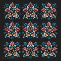 Cute Boho Floral Grid Stylized Flower Graphic Tumbler thumb 3